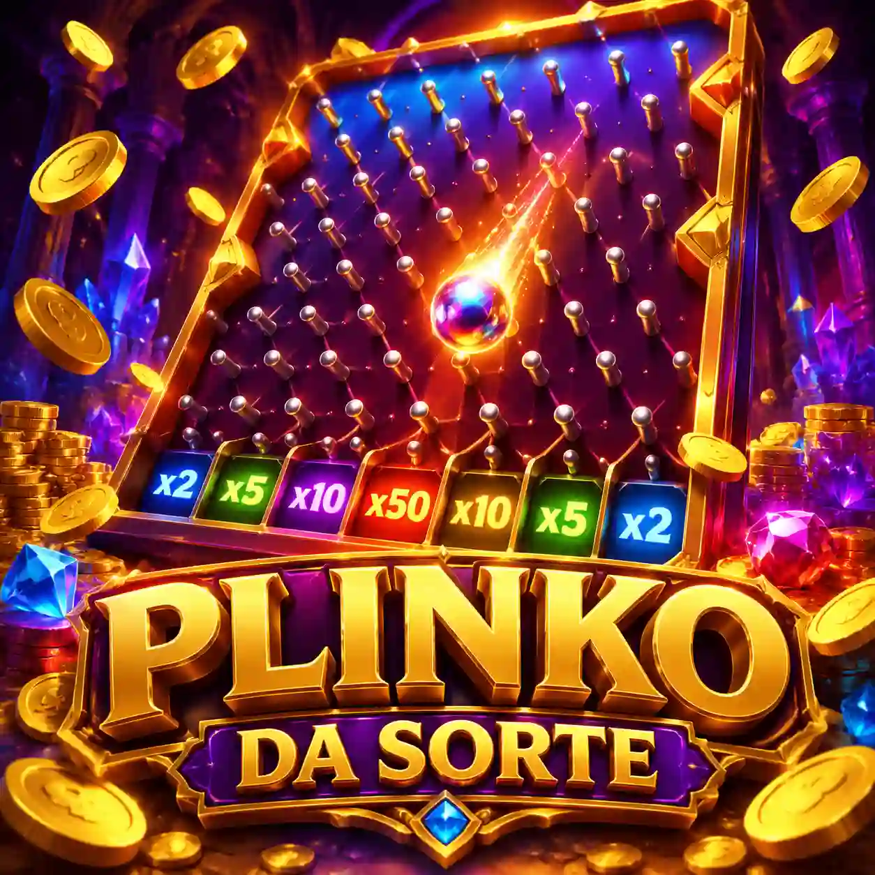 Jogo Plinko no 38r.com com bola caindo em pinos